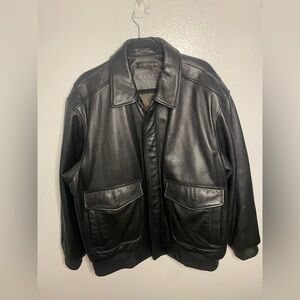 ANDREW MARK Men’s Vintage classic leather black bomber jacket size XL Aviator